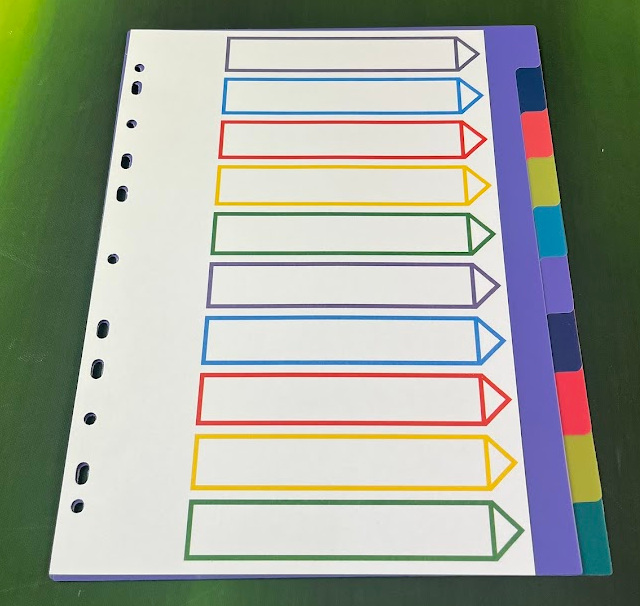 A4 Portrait Wide Multicoloured Polypropylene Dividers, Set of 10